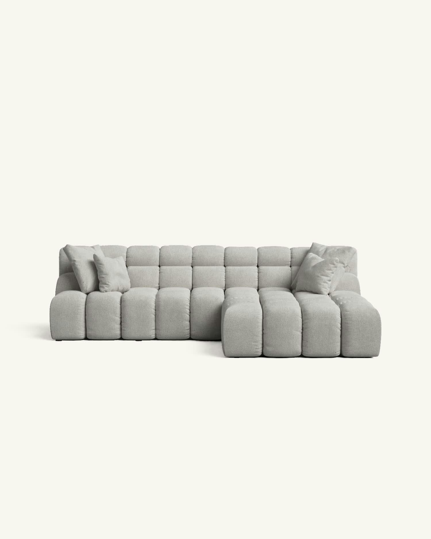 TOSCU - Canapé d'angle droit 2 places tissu gris