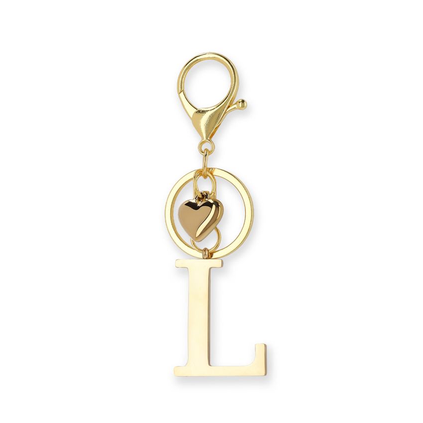 Manfield Goudkleurige bag charm letter L