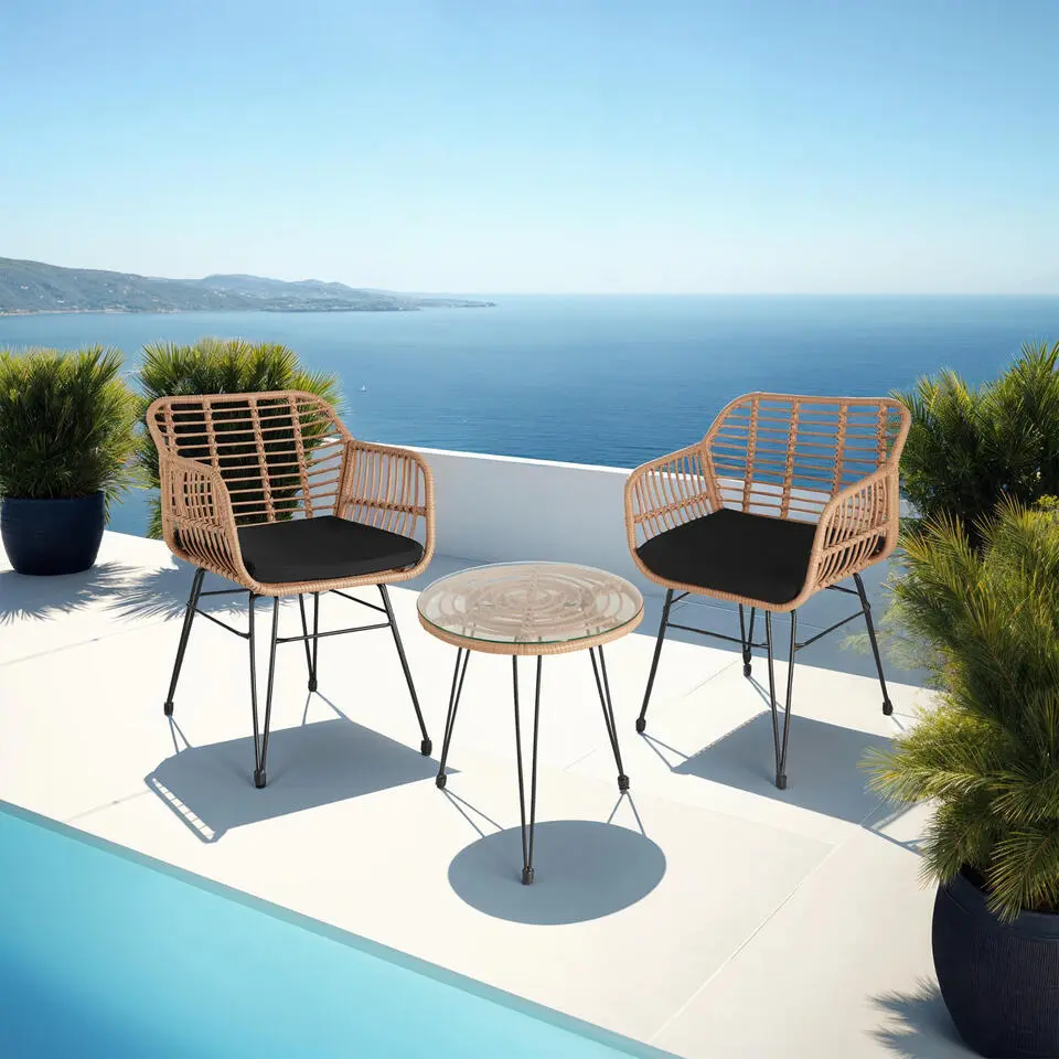 tectake - loungeset Molfetta - wicker - natuurkleur