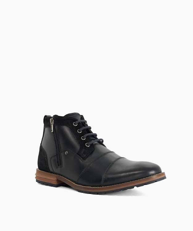 Cappa Black - Leather Lace-Up Ankle Boots