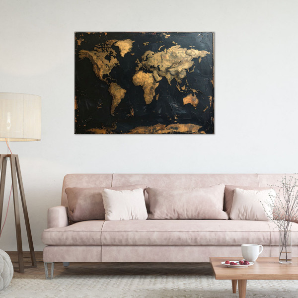Obraz do salonu biura, mapa świata w stylu retro vintage imitacja 30x20