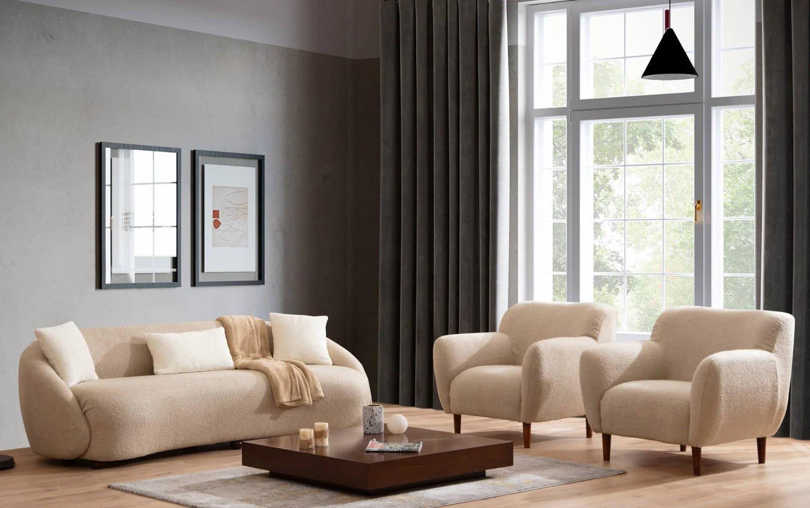 Fauteuil Napoli bouclé
