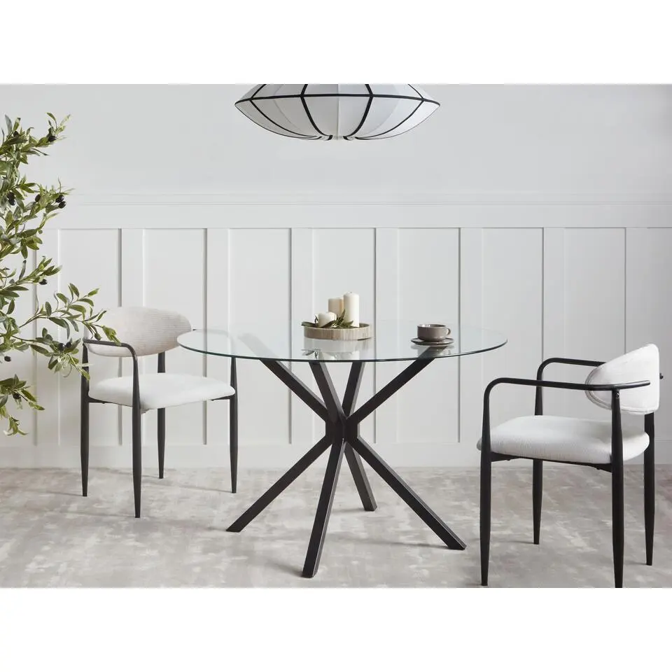 MESTON - Eettafel - Zwart - ? 120 cm - Veiligheidsglas