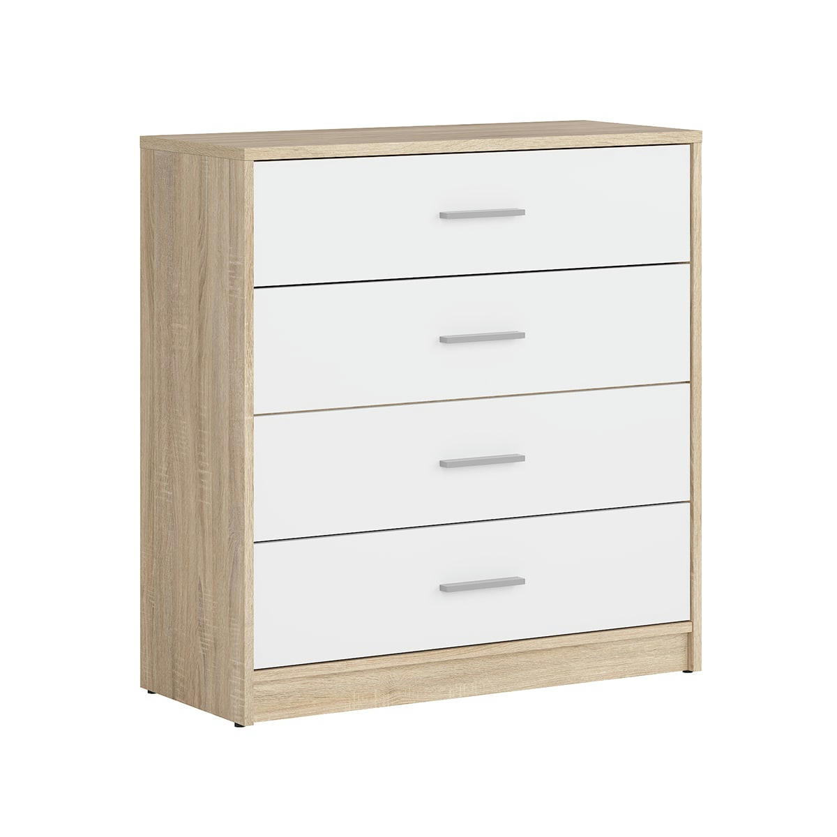 - Commode 4 tiroirs stratifiés naturel et blanc