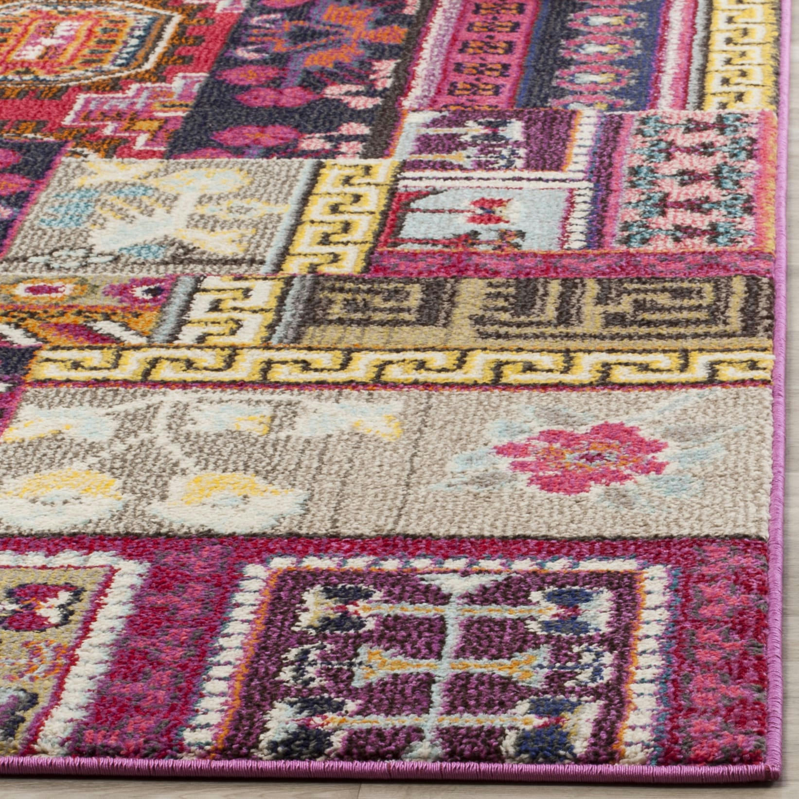 MONACO - Tapis de salon interieur en rose & multi, 201 x 279 cm