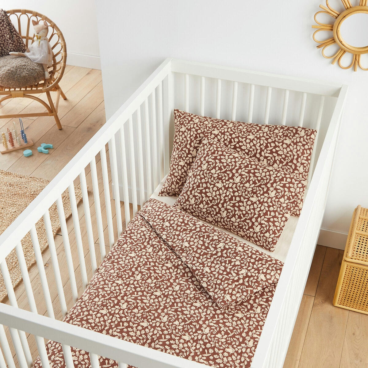 Housse de couette bébé coton lavé , Noisette