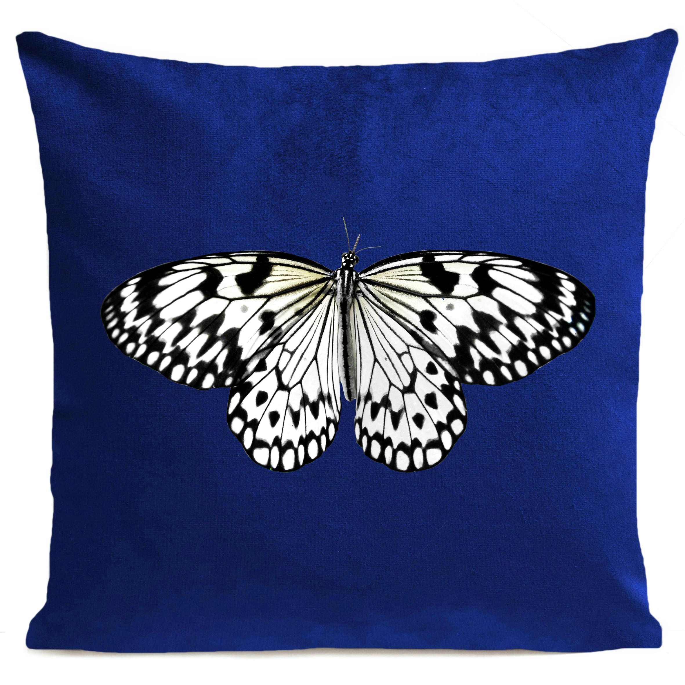 - Coussin papillon insecte suédine bleu 40x40cm