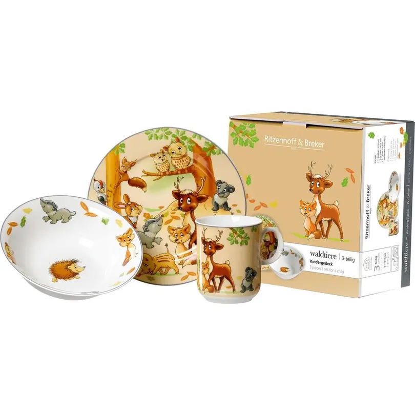 Geschirrset 3-teilig Waldtiere