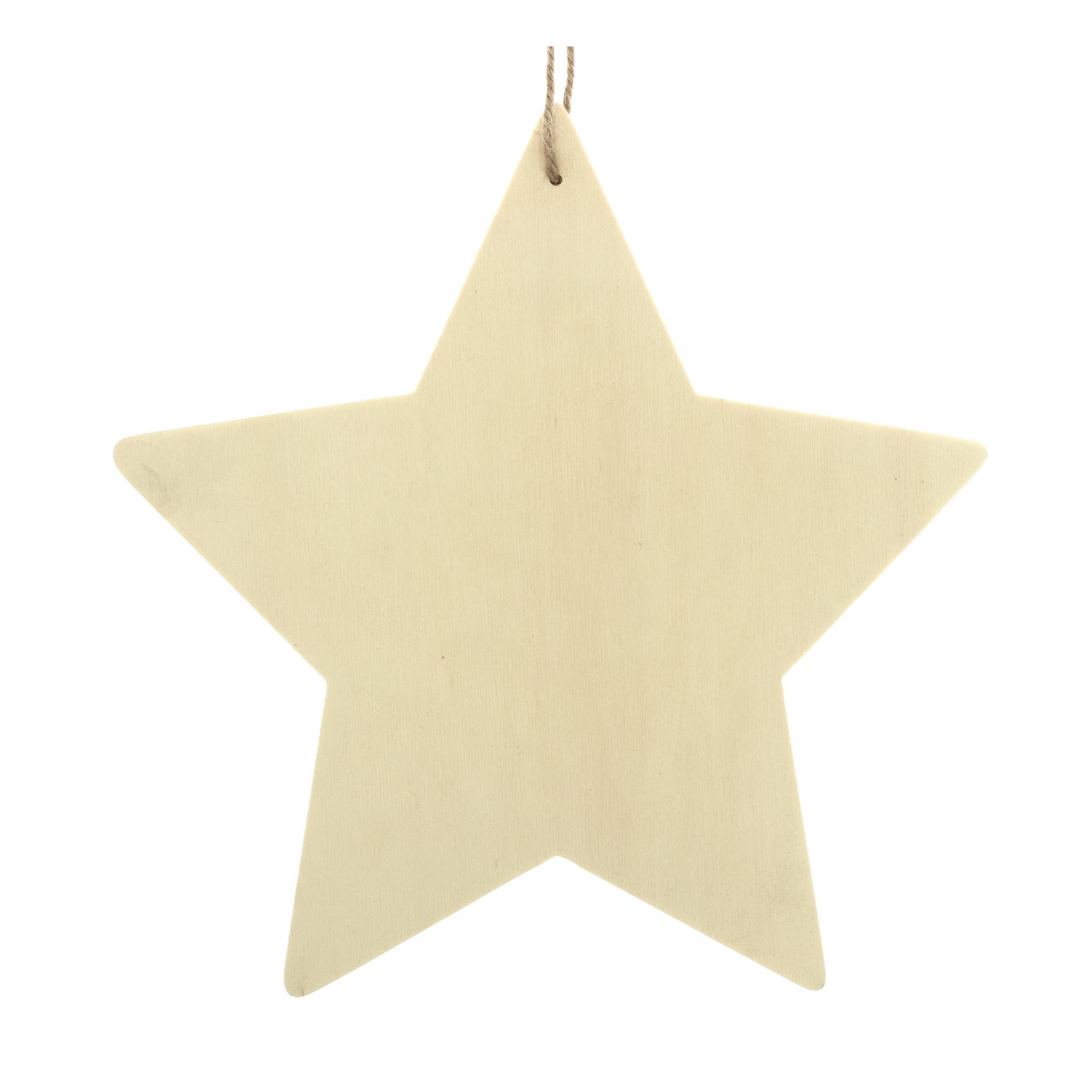 Hanging Wooden Star Plaque 26cm