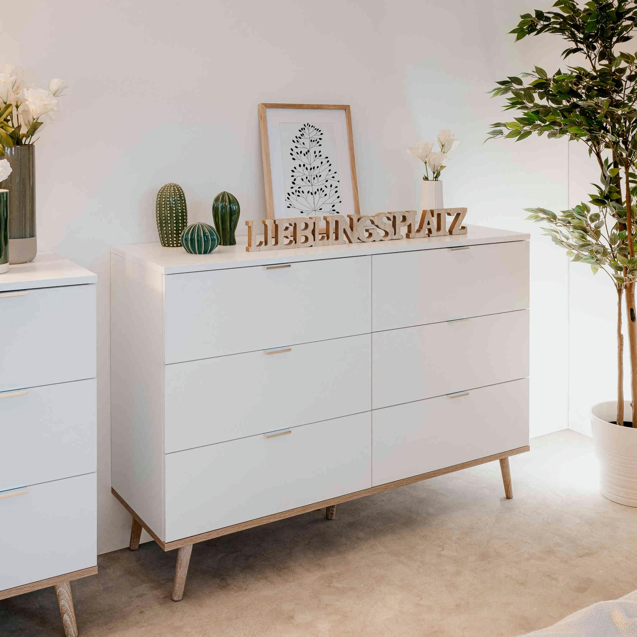 - Commode 6 tiroirs blanc