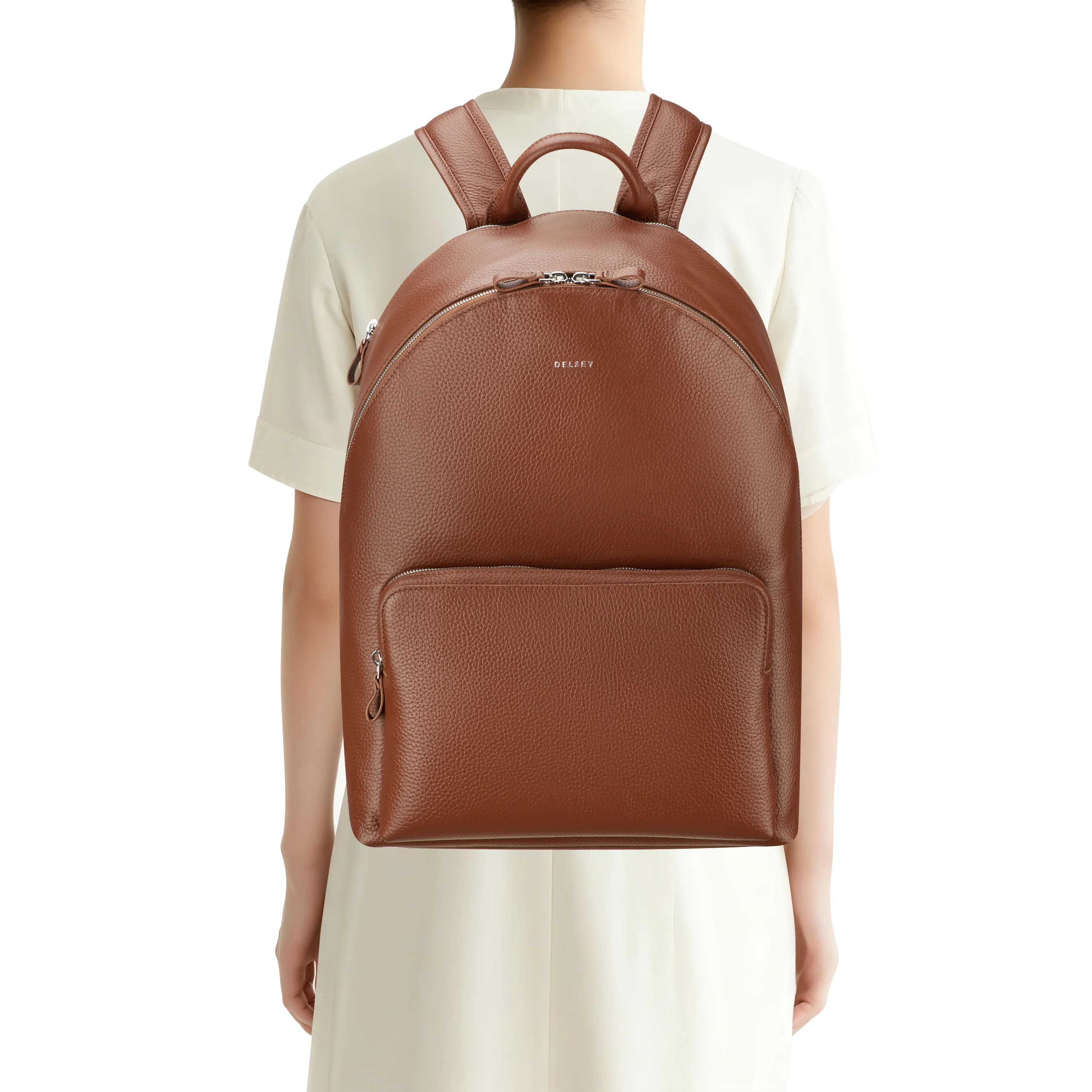 Le cuir grainé - Sac à dos en cuir avec 2 compartiments