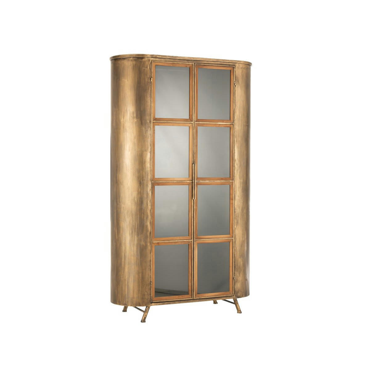 TAZA - Grand buffet vitré en métal doré