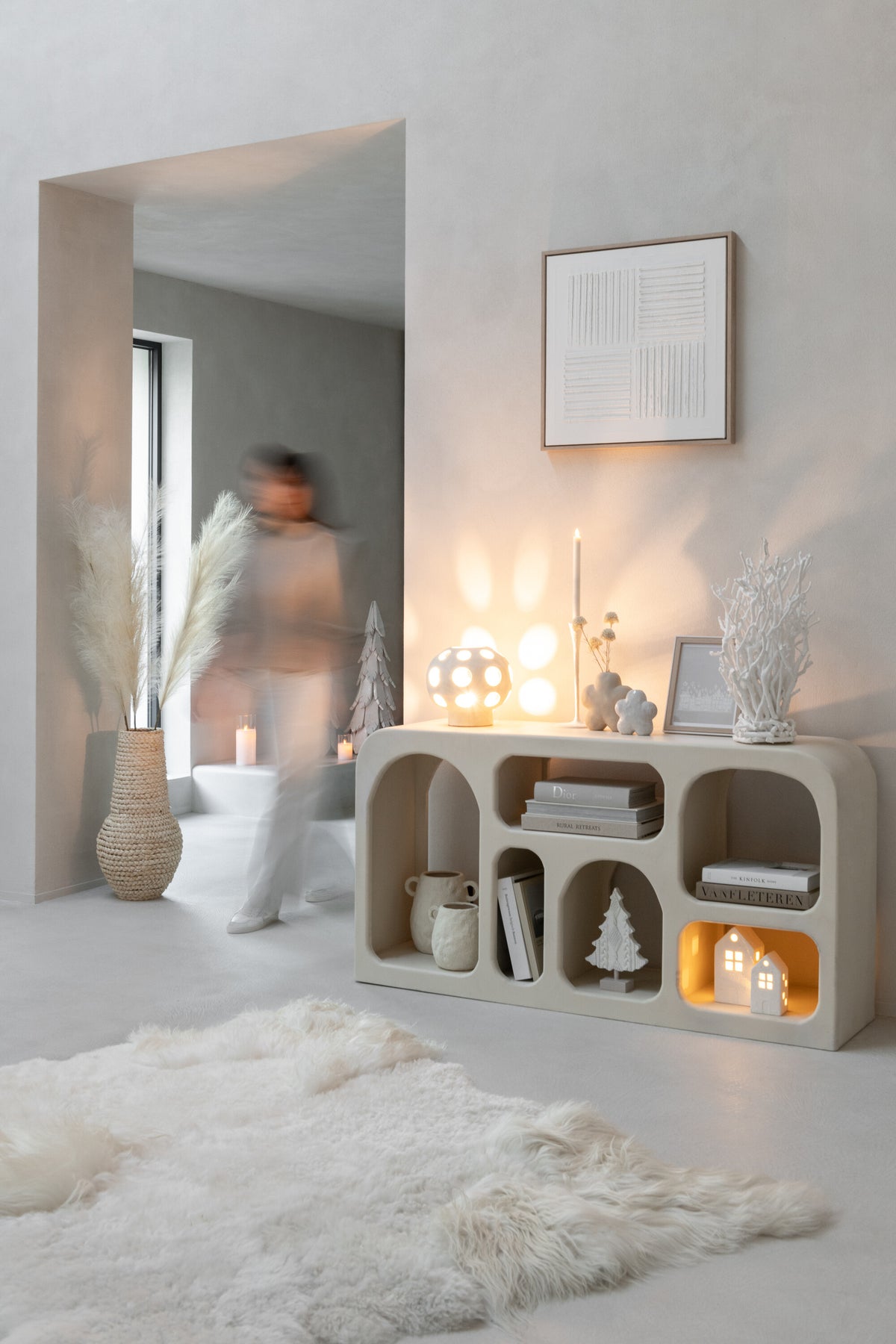 J-Line decoratie Theeboomhout - hout - wit - small