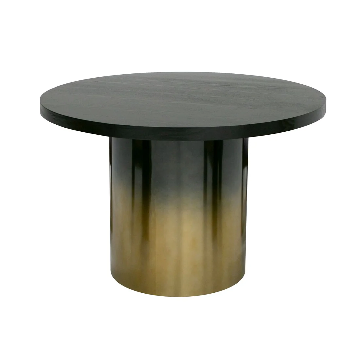 Modrest Elmira Glam Black Ash & Gradient Stainless Steel Round Dining Table