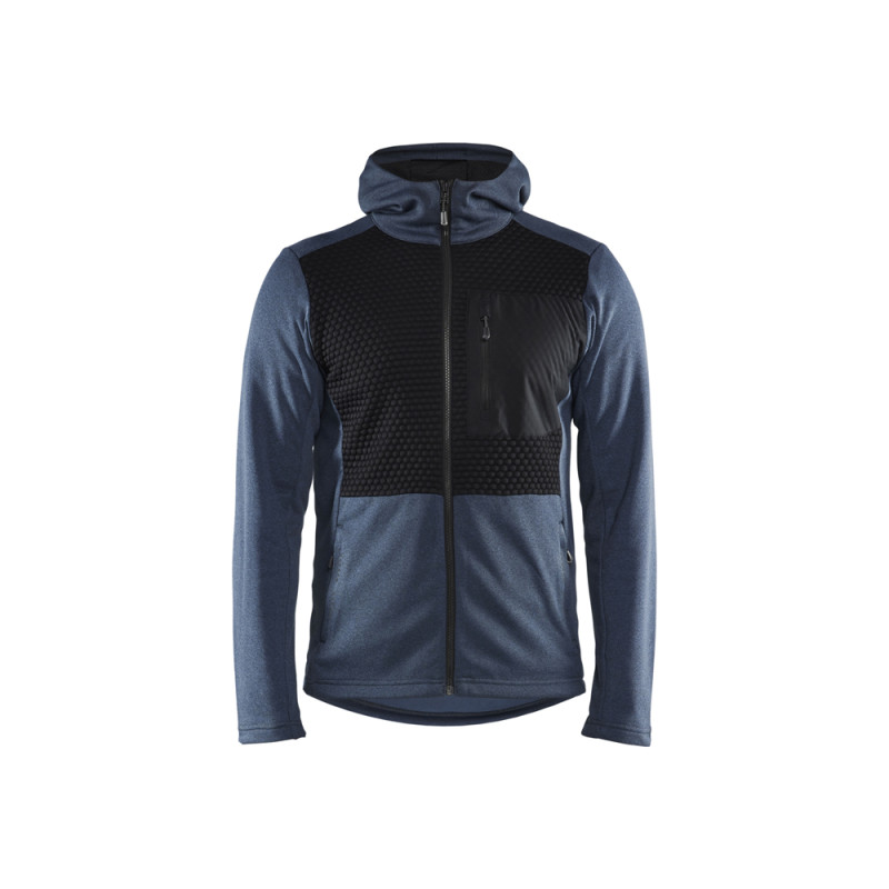 Sweat zippé à capuche bleu guède et noir S BLAKLADER