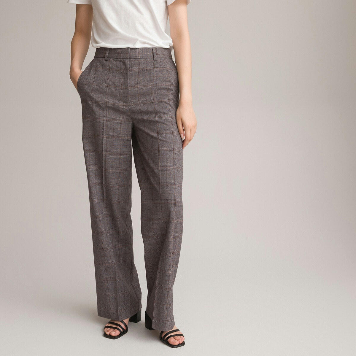 Pantalon large à carreaux Prince de Galles