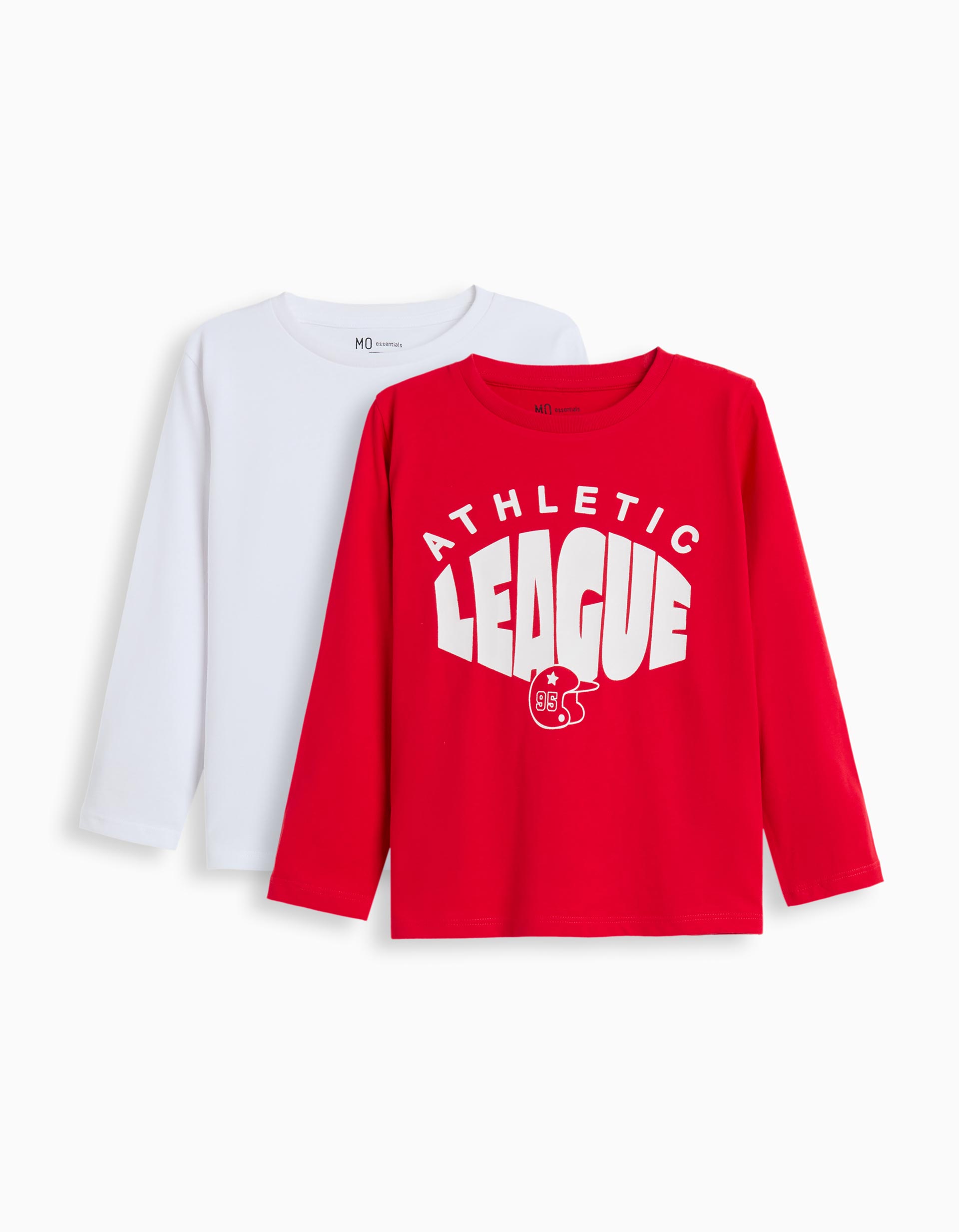Pack 2 T-shirts Manga Comprida, Menino, Branco