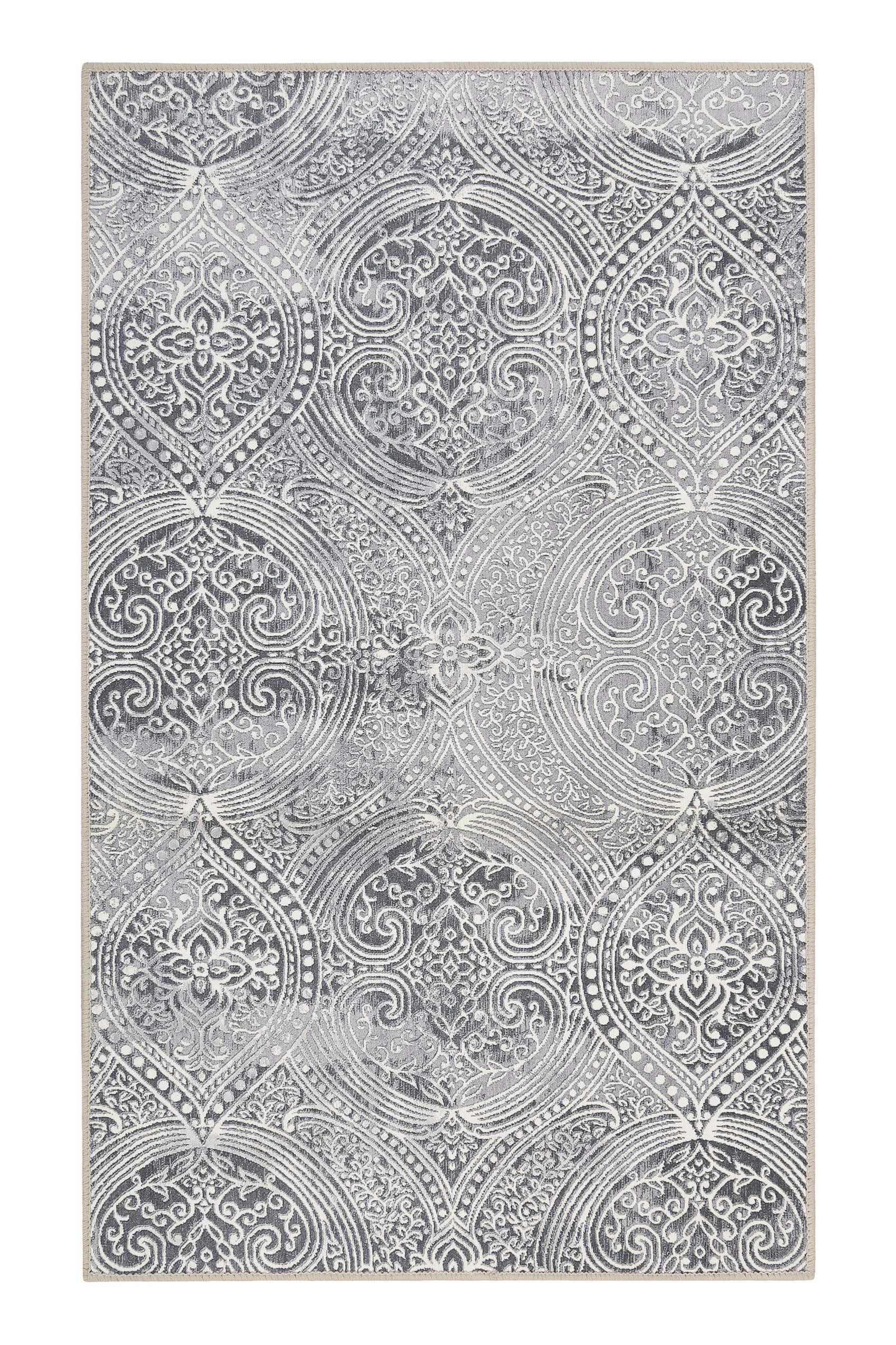 LOUIS - Tapis de bain motif paisley gris 60x100