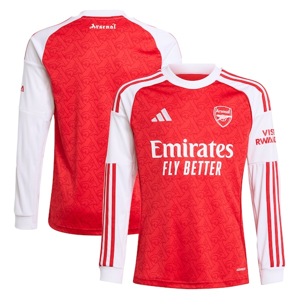 Arsenal adidas Youth 2025/26 Home Replica Long Sleeve Jersey - Red