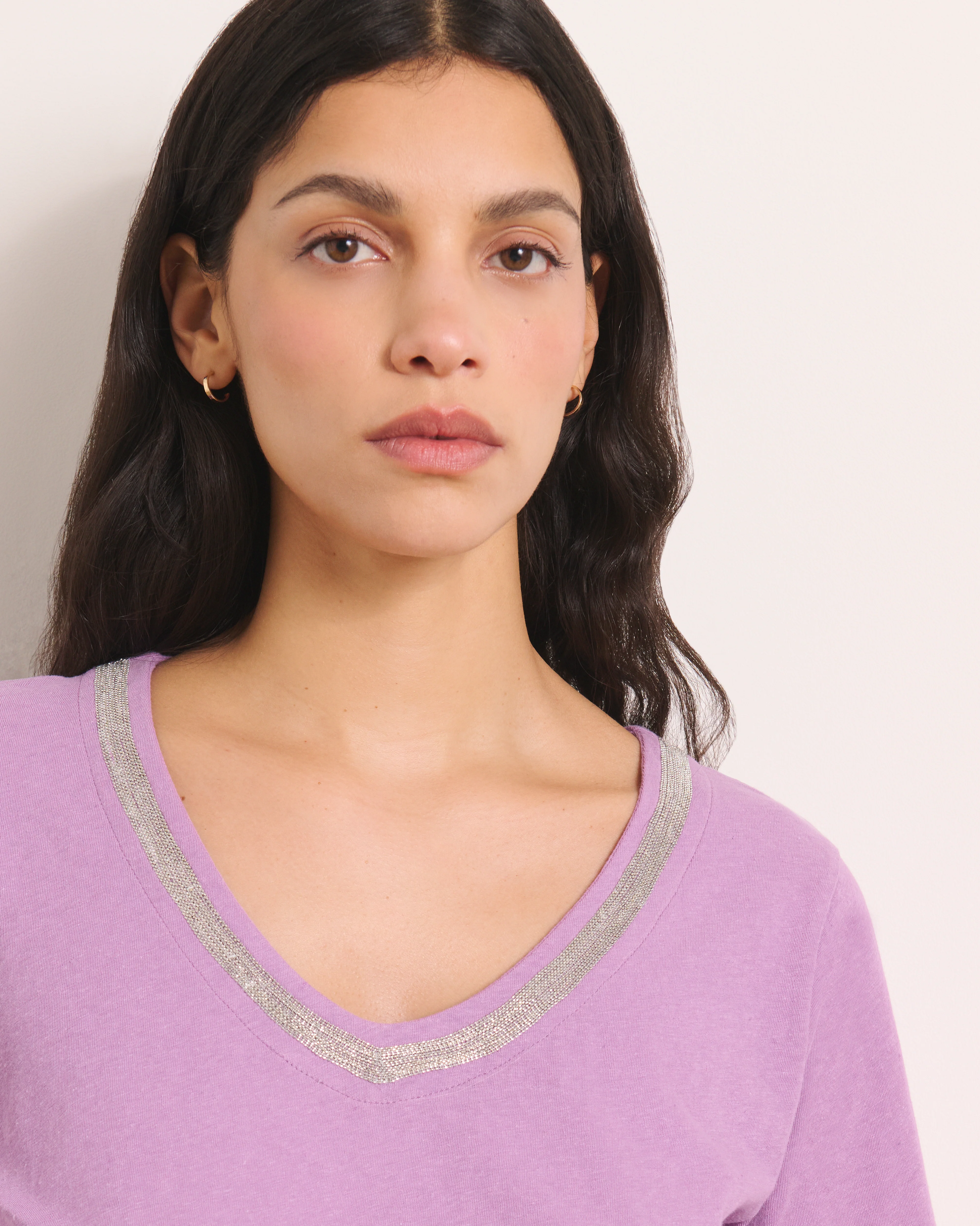 Tee-shirt violet encolure V TZATZIKI/13202/351