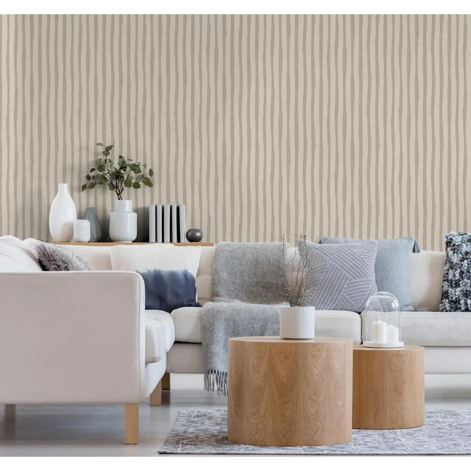 Sanders & Sanders behang strepen beige - 53 cm x 10 m