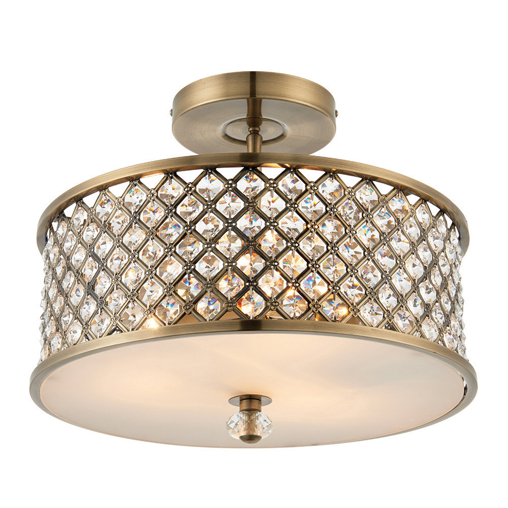 Lampa sufitowa HUDSON kryształki antyczny mosiądz 3xE27x40W IP20 Endon