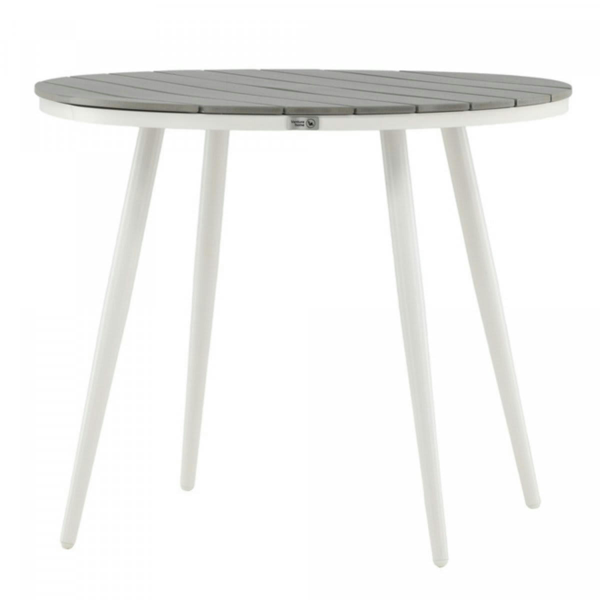 AURELIE - Table de jardin ronde 90cm effet bois gris