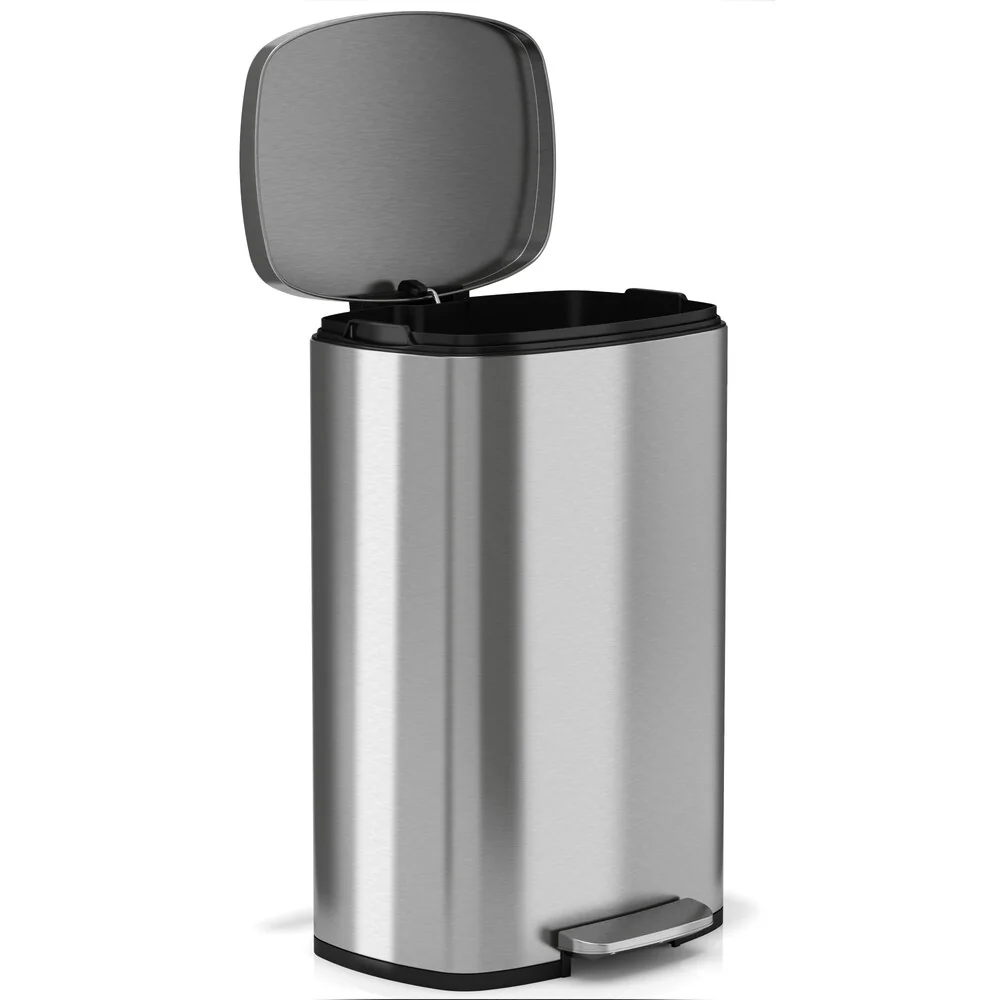 Halo Premium 13 Gallon Silvertone Stainless Steel Step-style Trash Can