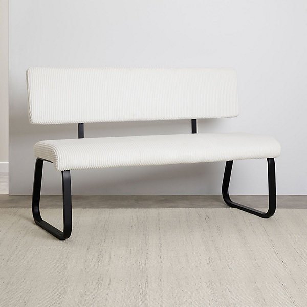 Banc de salle à manger MATESE L 135 cm en velours côtelé - Blanc