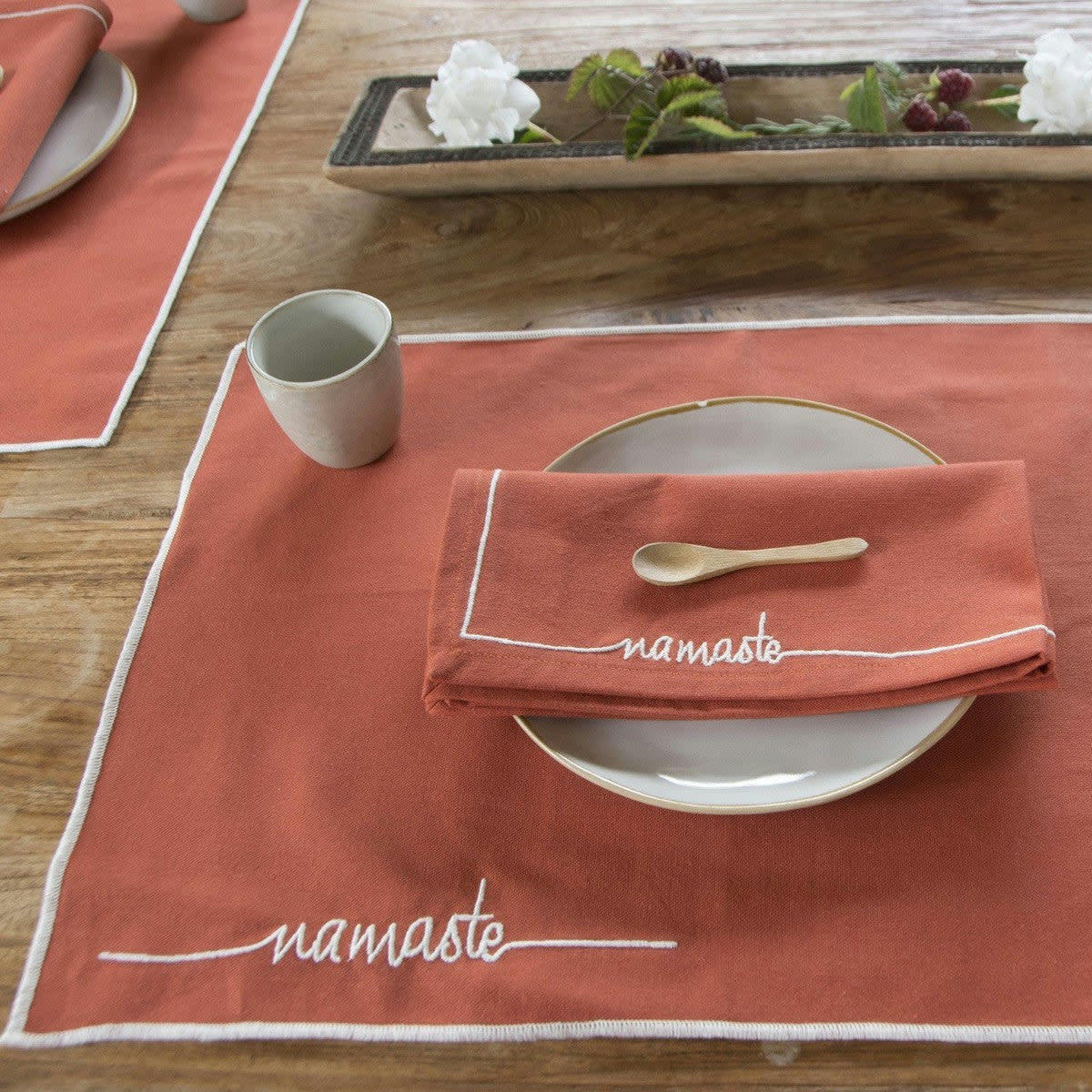 NAMASTE - Sets de table (x4) coton  35x50 terracotta