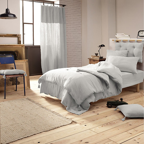 OUREA - Couvre-pied 150x150cm Capitonné Gaze de Coton Nuage