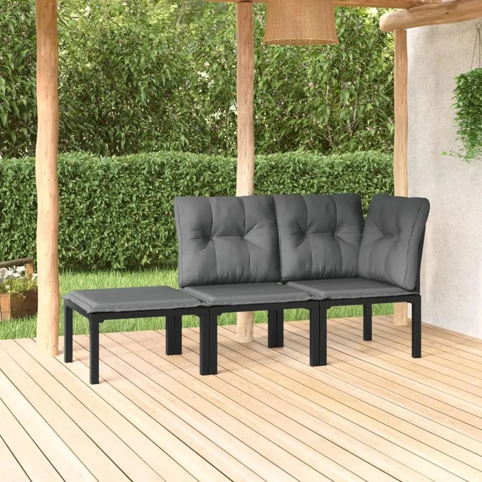 vidaXL - Loungeset - Zwart - Poly rattan