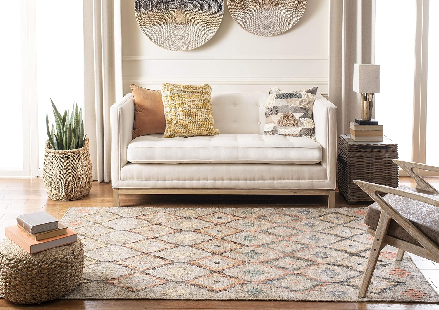 SAFAVIEH Kilim Collection Area Rug - 9' x 12', Beige & Gold, Handmade Moroccan Boho Jute & Cotton, Ideal for High Traffic Areas in Living Room, Bedroom (KLM753G)