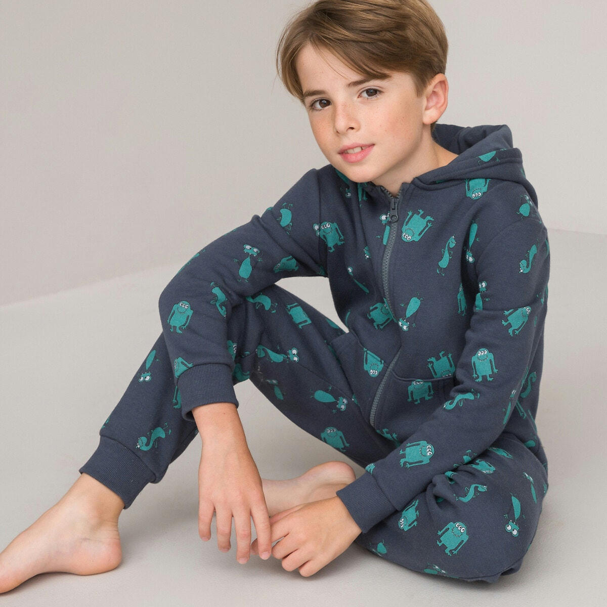 Surpyjama à capuche molleton imprimé monstres