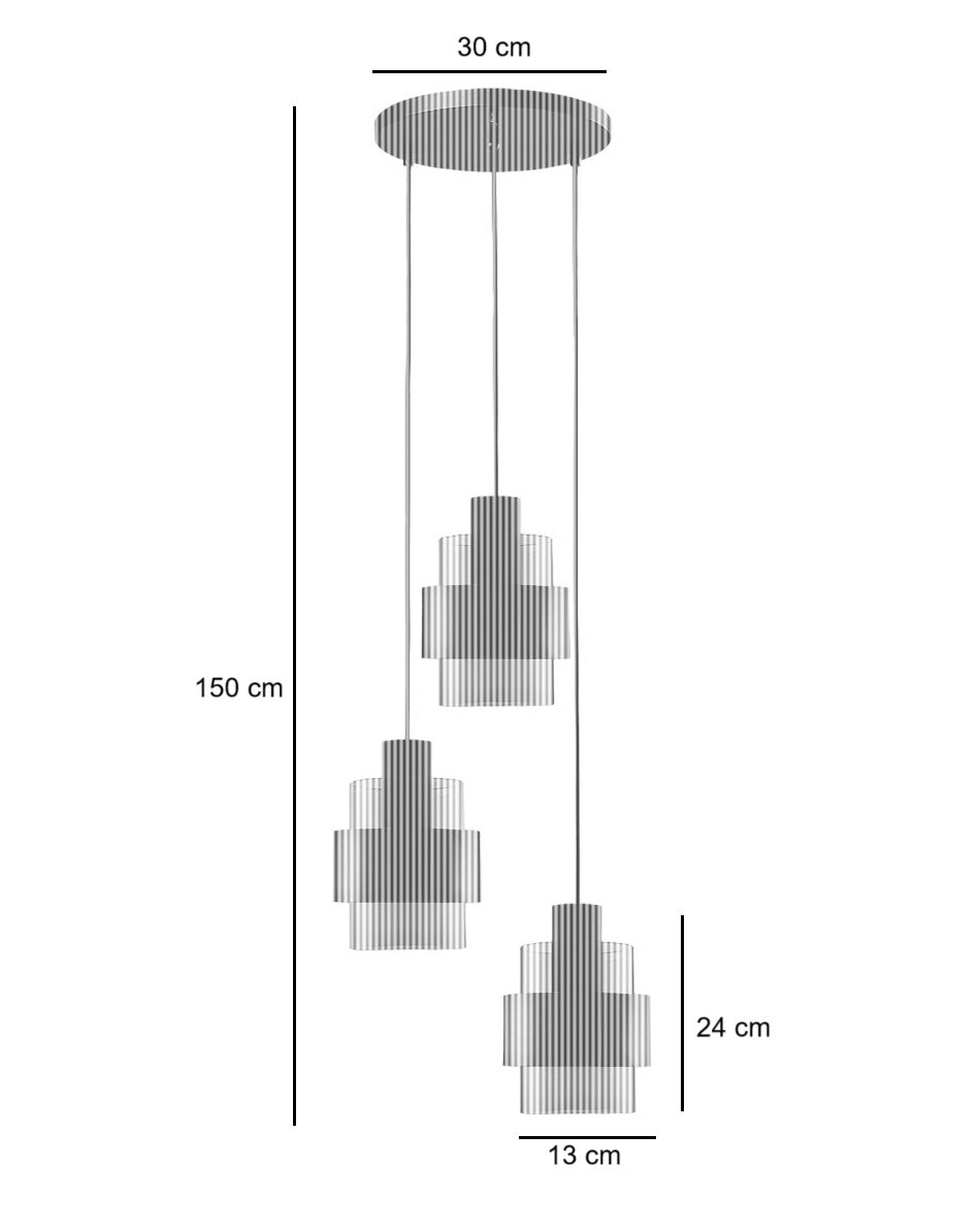 Freelight Freelight Hanglamp Chiasso Zwart Goud & Amber Glas 3 Lichts