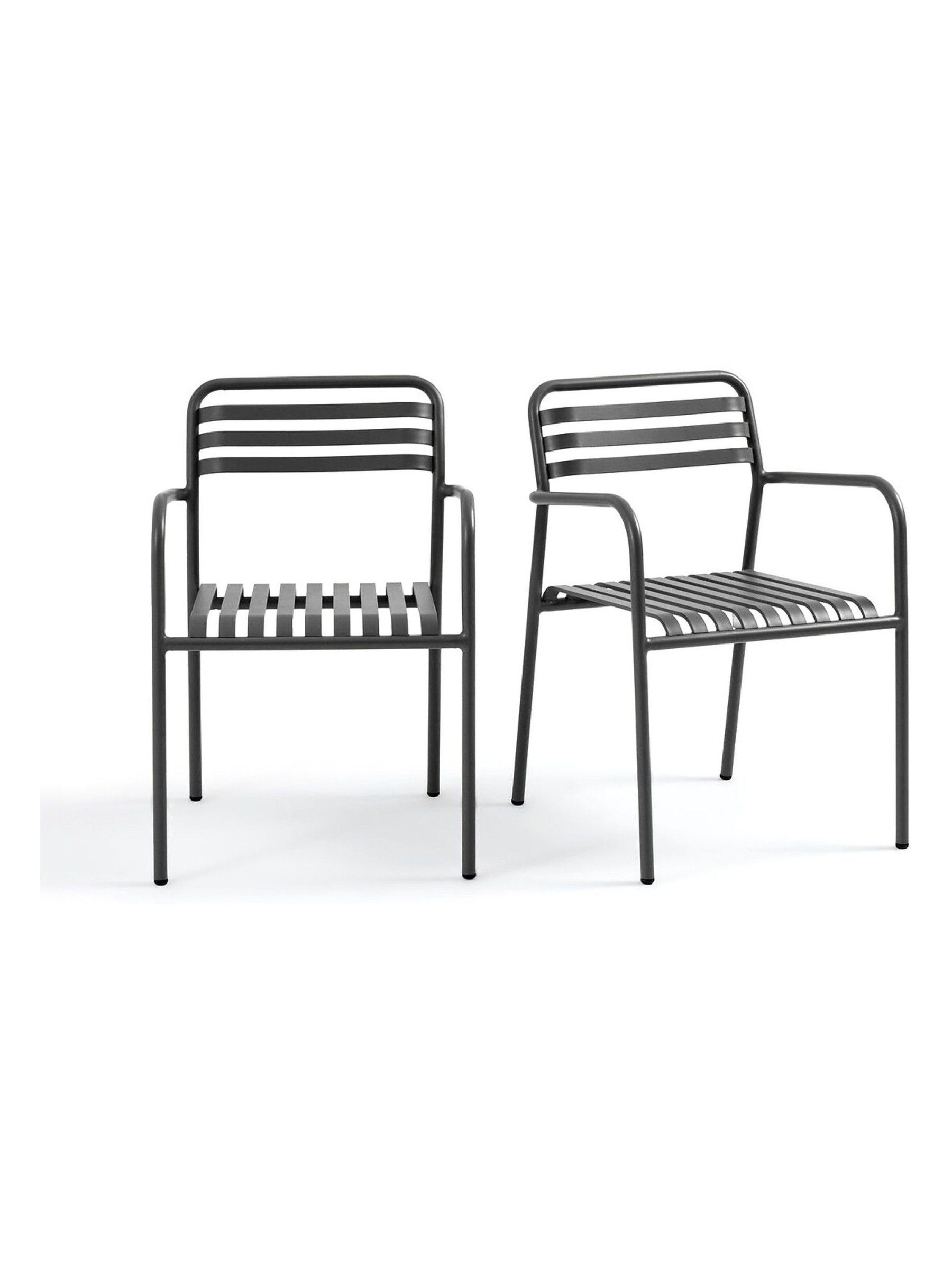 La Redoute Intérieurs Set of 2 Charcoal Manni Aluminium Garden Armchairs