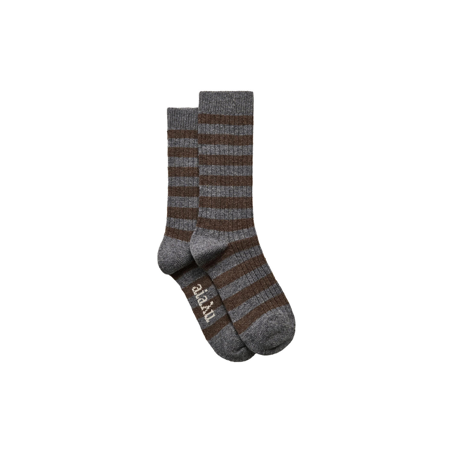 Striped Cashmere Sock, mix grey