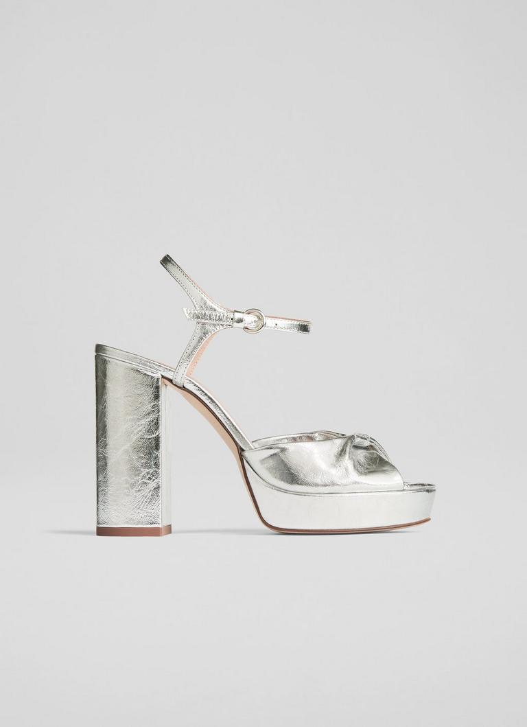 Rosa Silver Patent Platform Sandals