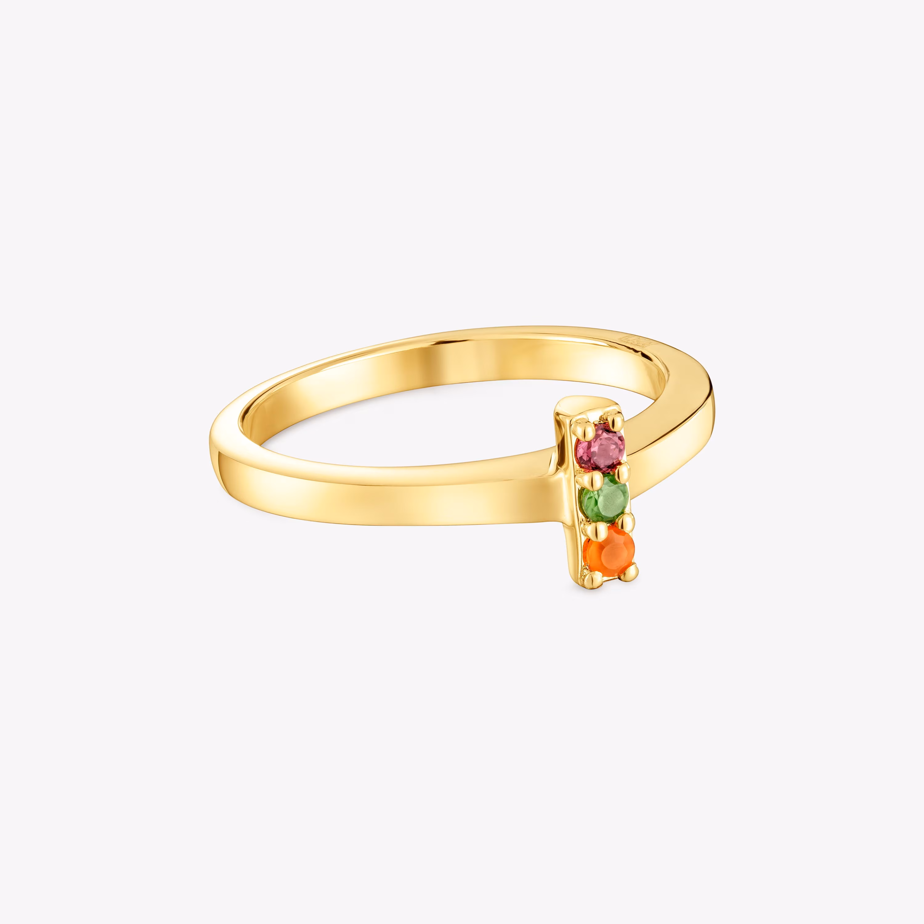 Anillo pequeño con baño de oro 18 kt sobre plata y gemas Basic Colors