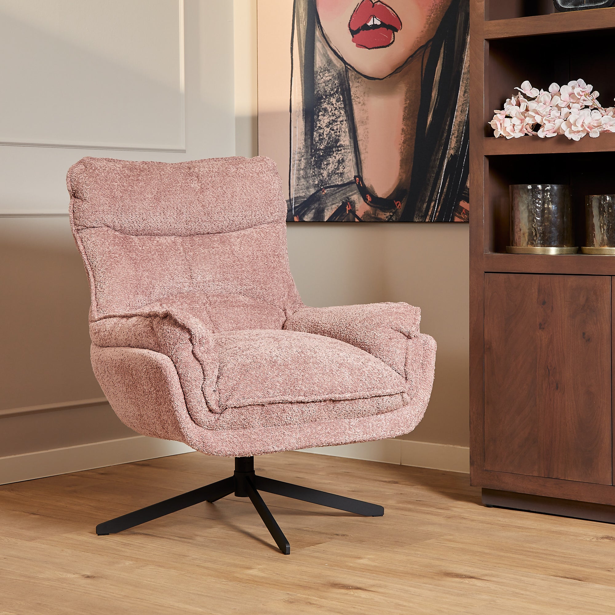 Starfurn fauteuil Vera - roze - 83x115x59cm