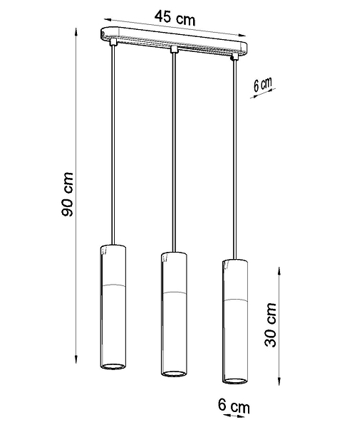 Lampa wisząca Pablo 3-punktowa drewniana brązowo-czarna