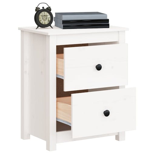 NNEVL Bedside Cabinets 2 pcs White 50x35x61.5 cm Solid Wood Pine