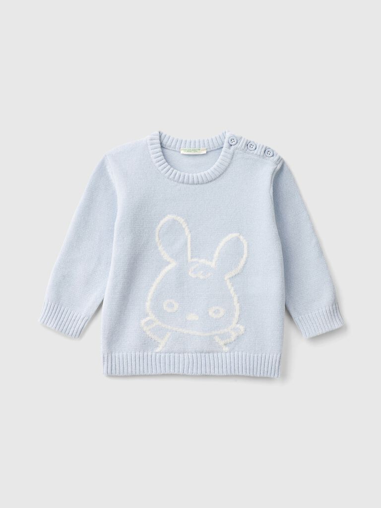 Sweater with bunny inlay