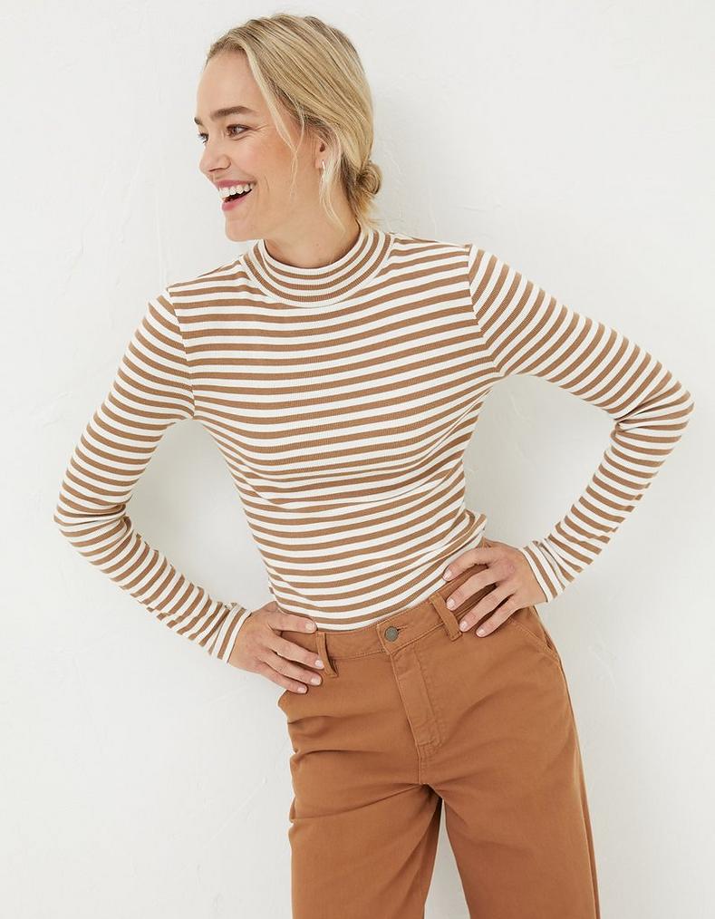 Selina Stripe Roll Neck Top