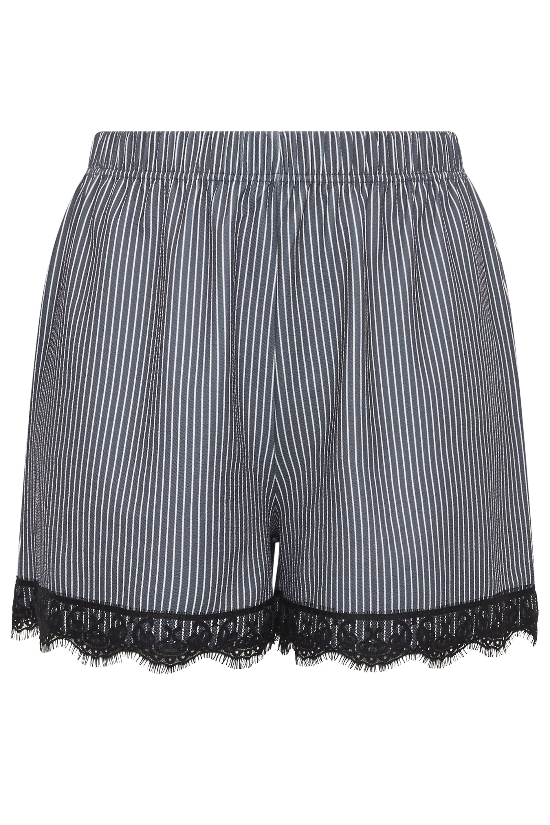 Yours Pinstripe Lace Trim Shorts