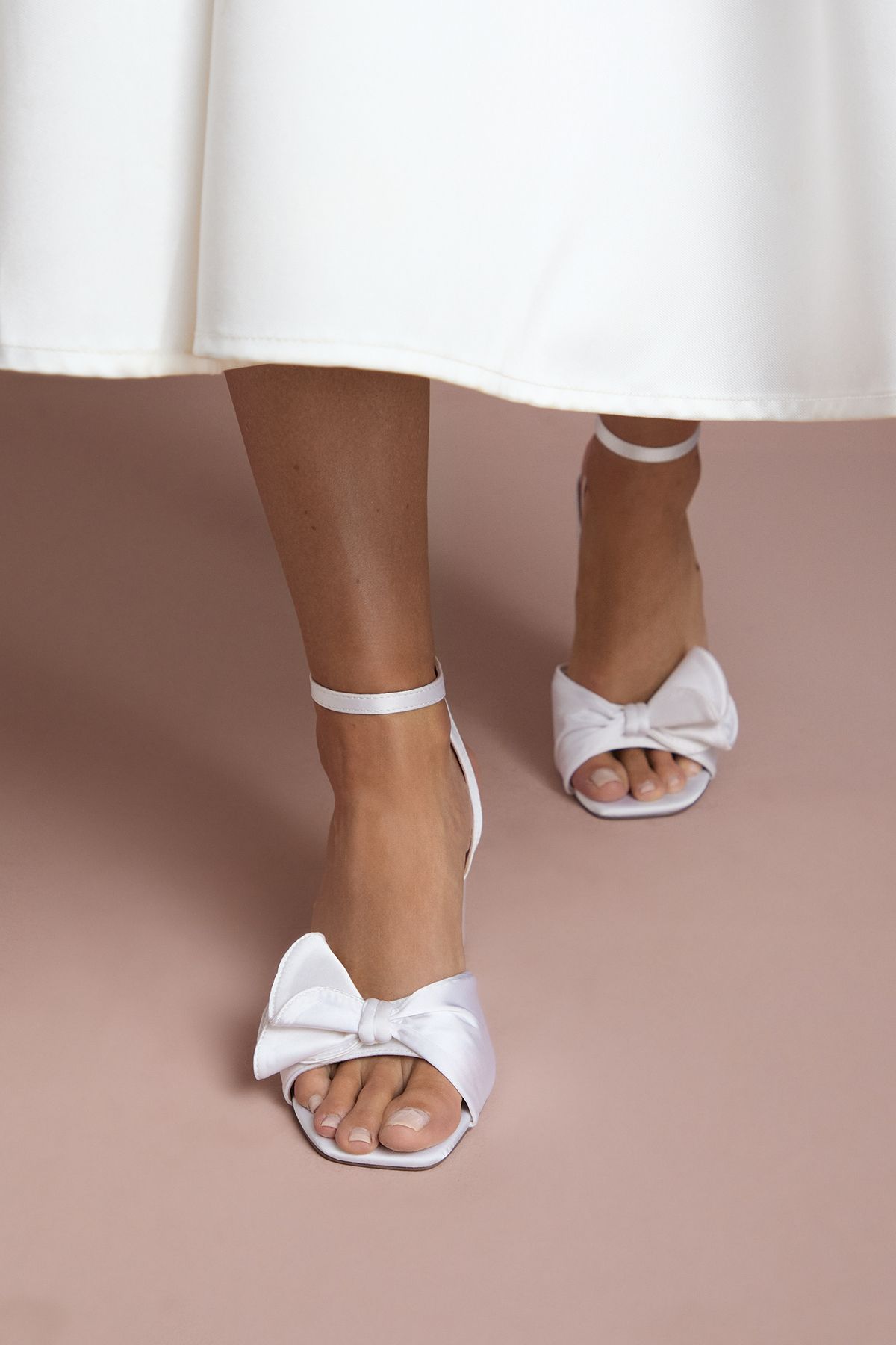 Coast Bridal Tina Satin Soft Ruffle High Block Heel Sandals