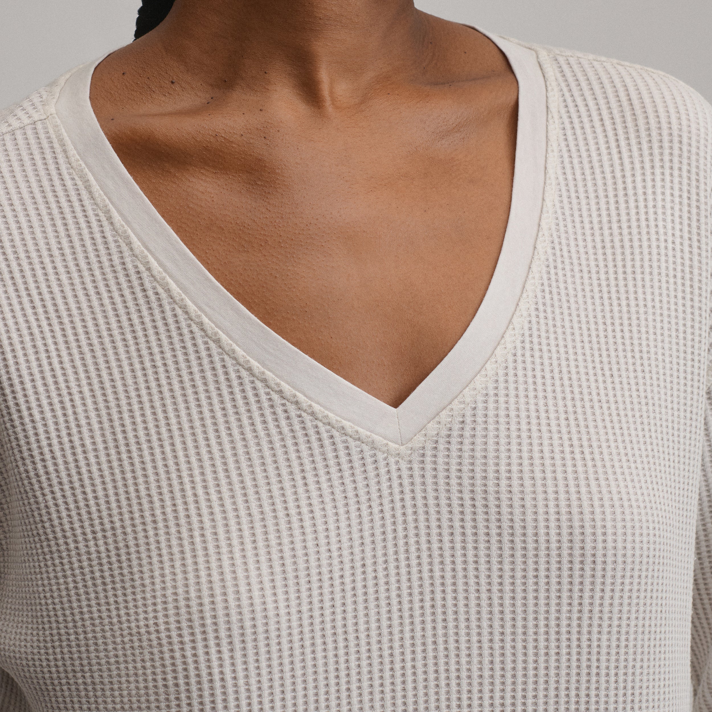 Women's Long-Sleeve V-Neck Boyfriend Thermal Crew
