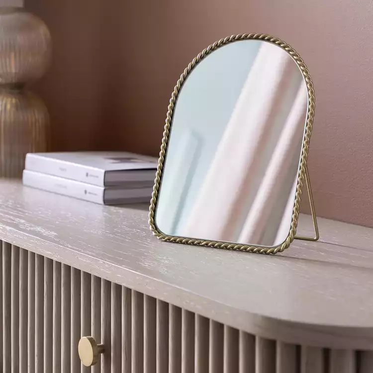 Habitat Gold Rope Twist Arch Dressing Table Mirror - 16x21cm