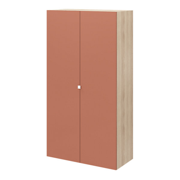 Armoire penderie 2 portes battantes terracotta et effet chêne GoodHome Atomia H. 187 x L. 100 x P. 45 cm