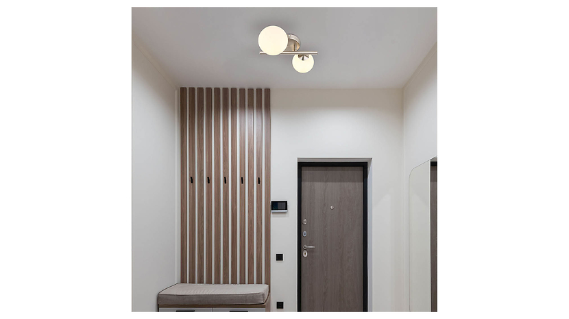 Lampa sufitowa Riha LED 2-punktowametalowo-szklana biało-srebrna